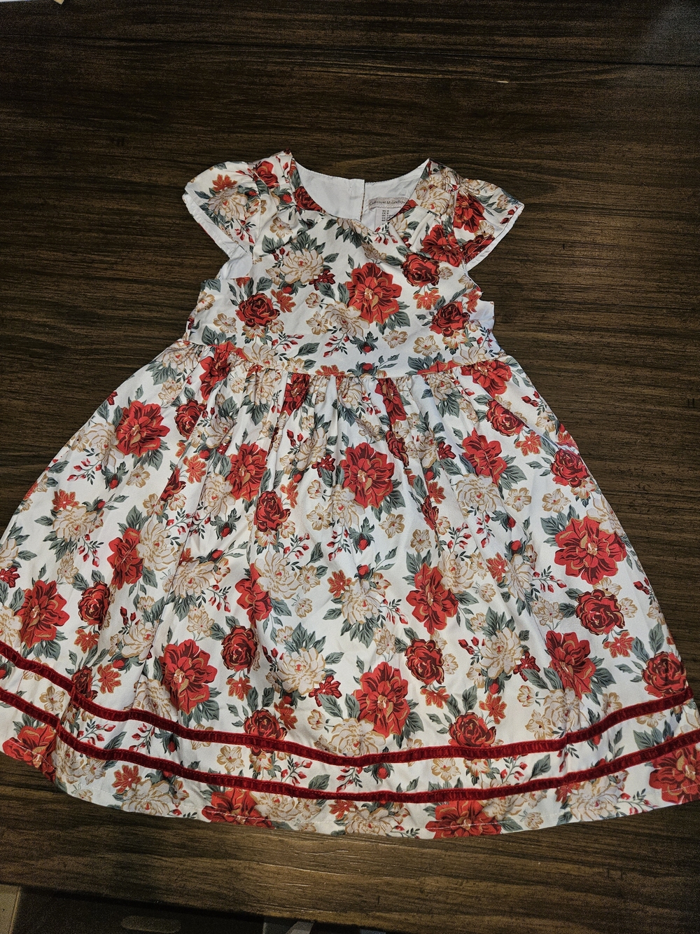 Catherine Malandrino Red & Cream Floral Fit-and-Flare Girls Dress Size 8